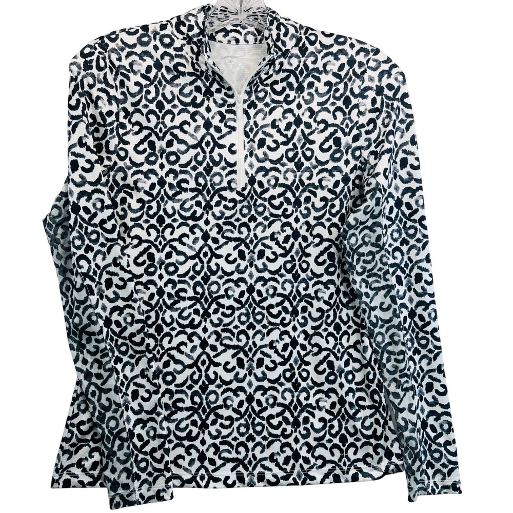 Gotta Golf Womens XS Quarter Zip Pullover Long Sleeve Damask Animal Print Top